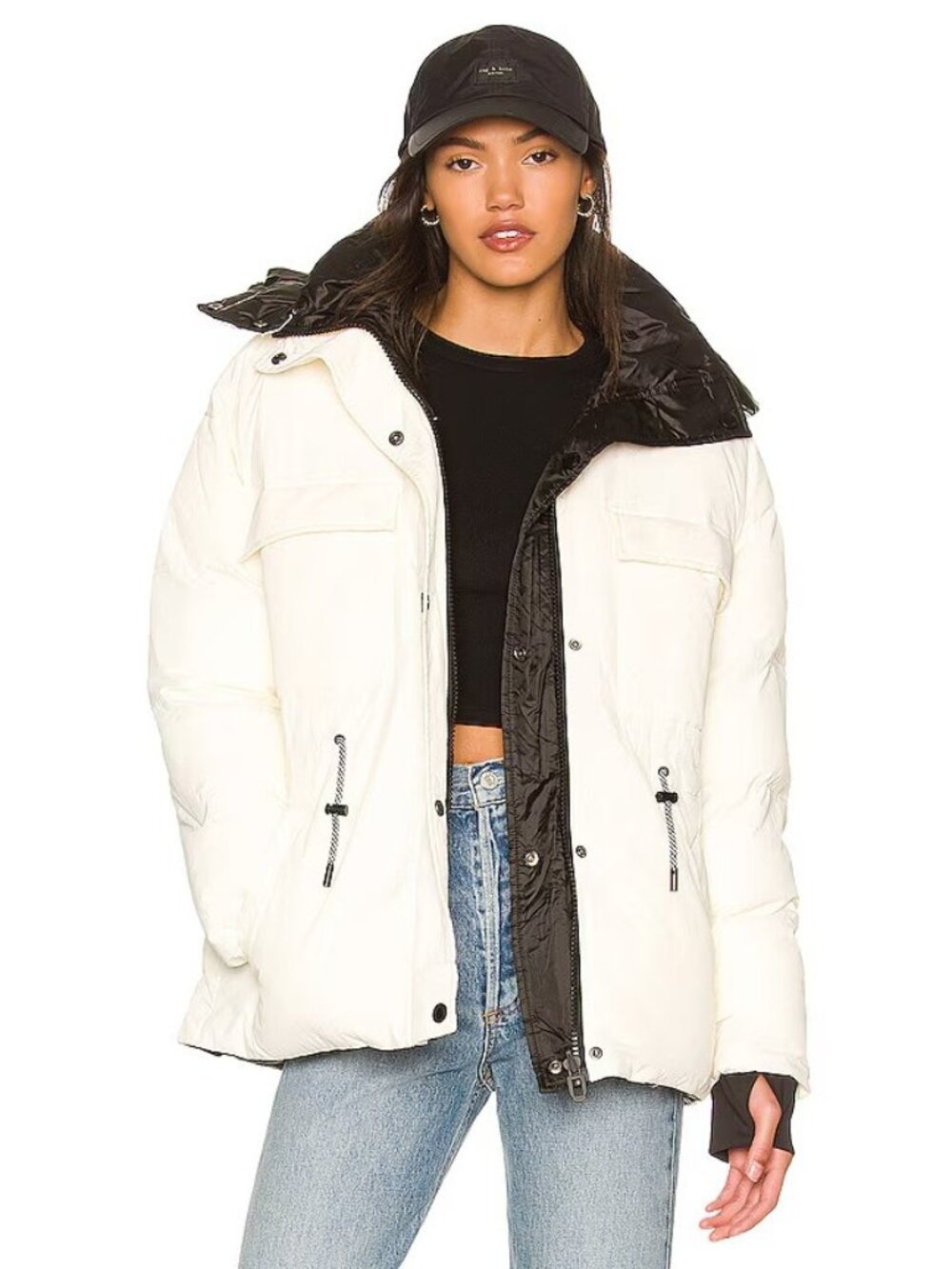 Dualist Zorah Reversible Parka Jacket White & Black